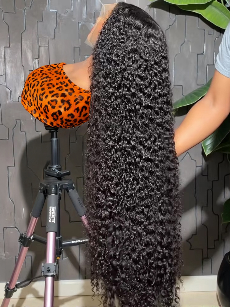 Water Wave Bulk Human Hair For Braiding - 40インチ、46インチのウォーターウェーブカーリーレースフロントウィッグ、13x6 HDディープウェーブレースフロントウィッグ、300%密度、接着剤不要の人毛ウィッグ（女性用）