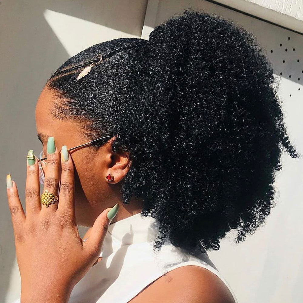 Seamless Clip In Hair Extensions Human Hair - ポニーテール人毛アフロ縮毛カーリードローストリングポニーテールクリップインヘアエクステンションレミー人毛縮毛カーリーヘアテール女性用