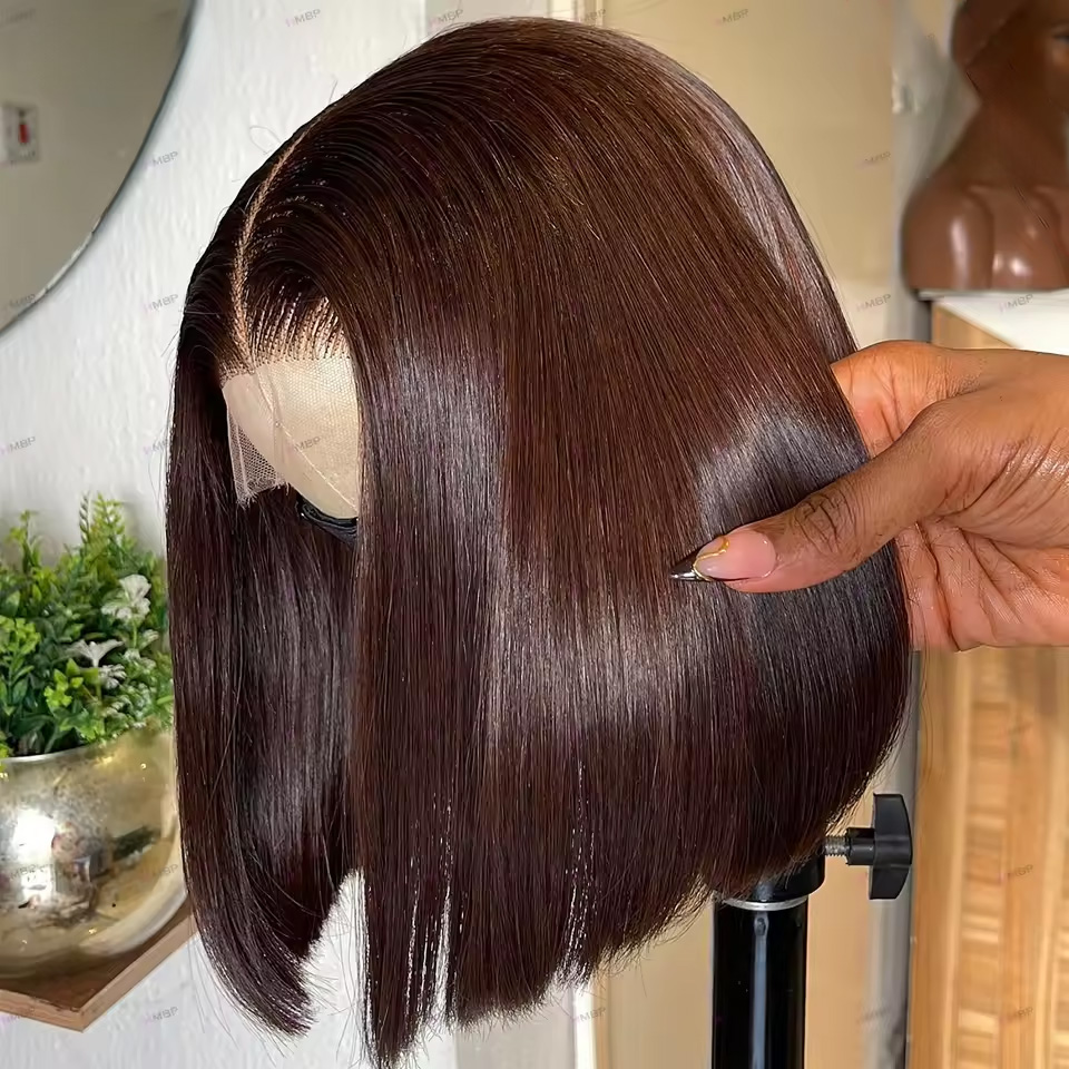 13x4チョコレートブラウンストレートボブウィッグ 4x4シ - Glueless Wear And Go Human Hair Wig のレビューと価格