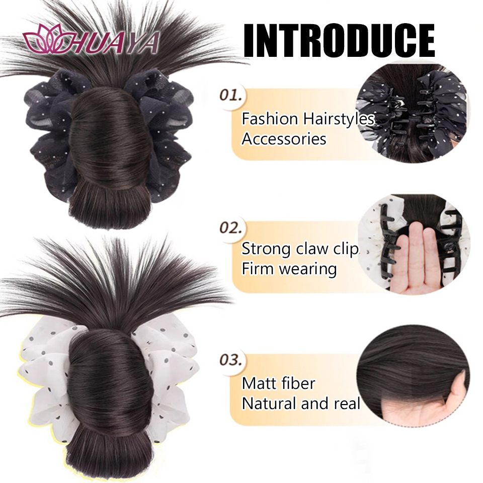 合成爪クリップポニーテールエクステンション乱雑なストレートシ - Claw Clip Messy Bun Hair Piece のレビューと価格