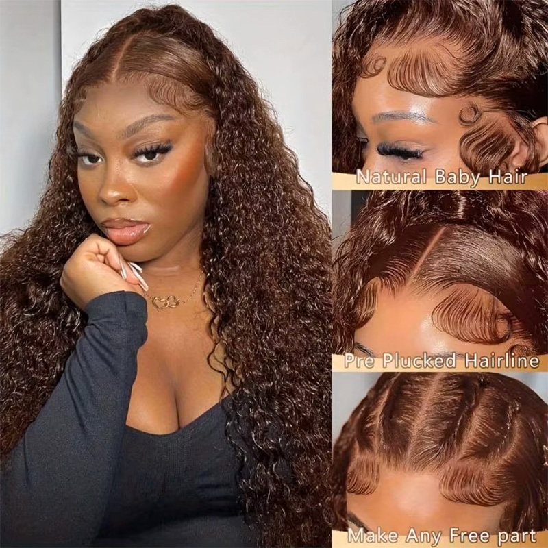 チョコレートブラウンカラー、密度220%、36インチ、チョコ - Lace Front Wigs のレビューと価格