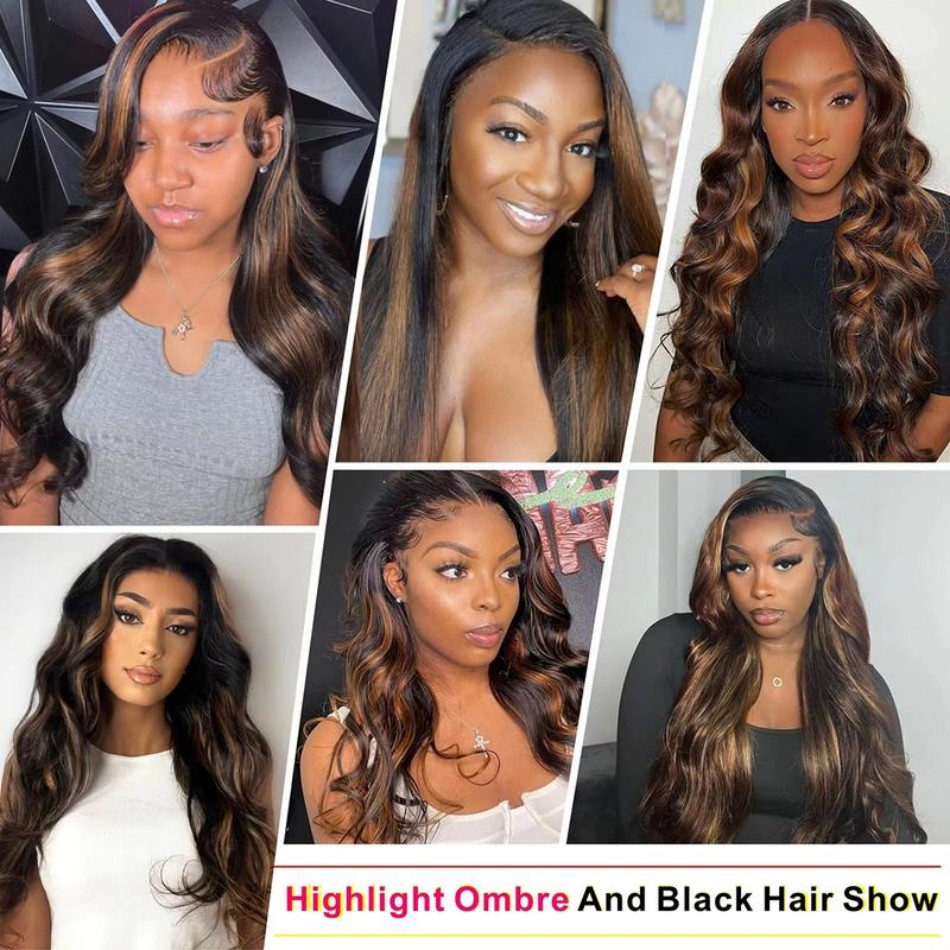 P1B30 ハイライトオンブレボディウェーブ人毛ウィッグ 1 - Lace Front Wigs のレビューと価格