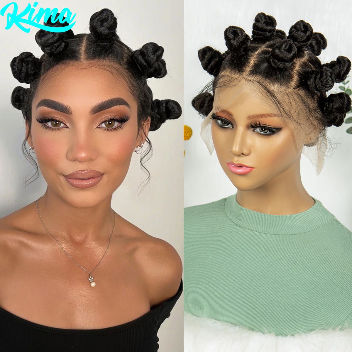 フルレース手作りバンタン編み込みウィッグ合成レースフロントシ - Synthetic Braided Wigs For Black Women のレビューと価格