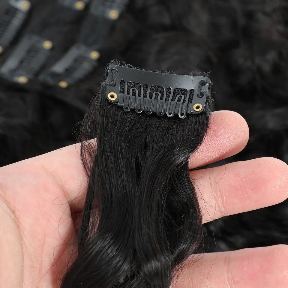 ウォーターウェーブ クリップインヘアエクステンション 人毛  - Seamless Clip In Hair Extensions Human Hair のレビューと価格