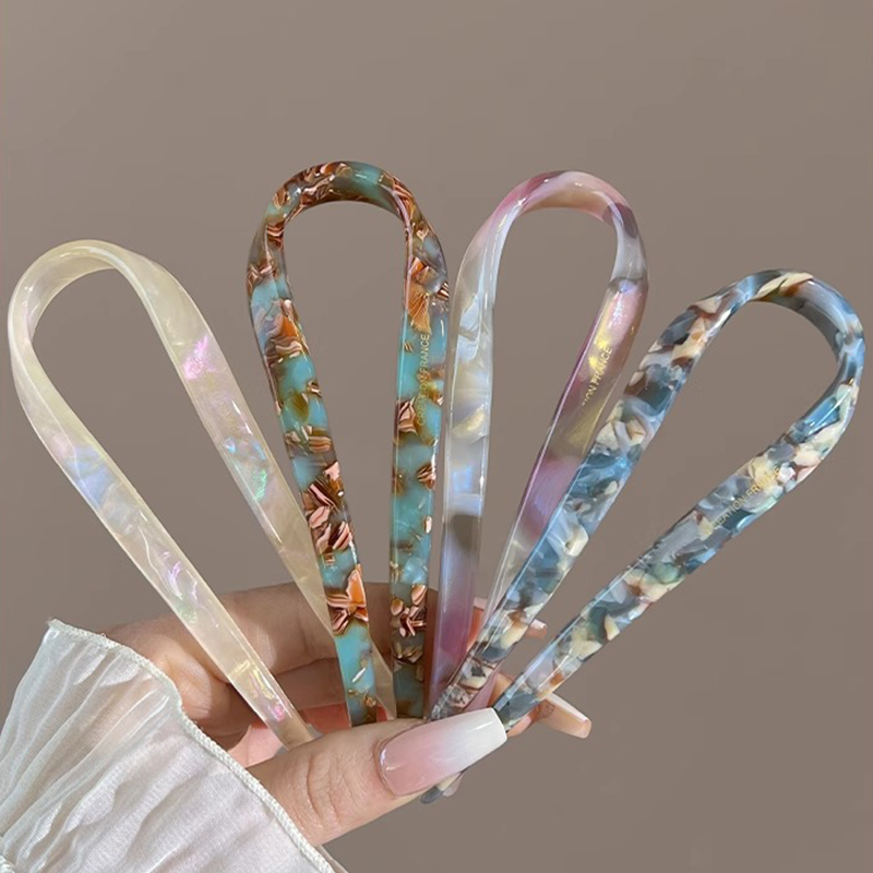 U 字型ヘアスティックアセテートアクリルヘアフォークヘアクリ - Hair Bundles のレビューと価格