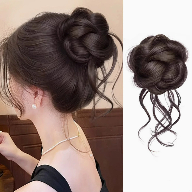 新しい合成毛ヘアバンシニヨン、メッシーバン、ヘアクリップ式ヘ - Claw Clip Messy Bun Hair Piece のレビューと価格