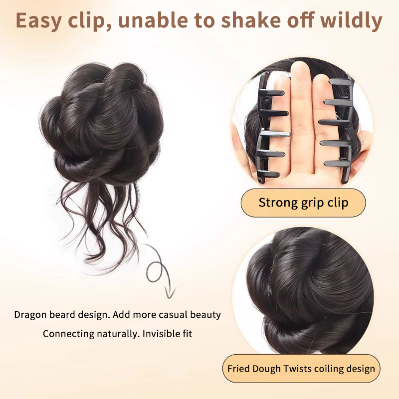 新しい合成毛ヘアバンシニヨン、メッシーバン、ヘアクリップ式ヘ - Claw Clip Messy Bun Hair Piece のレビューと価格